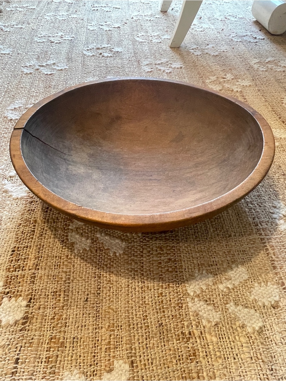 Primitive Antique Wooden Dough Bread Bowl 14x15 Inches